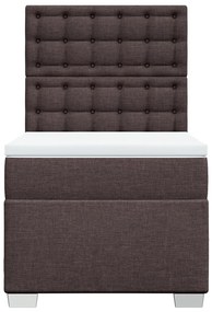Cama com molas/colchão 90x200 cm tecido castanho-escuro