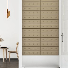 Painel parede 12pcs 60x15cm couro artificial 1,08 m² cappuccino