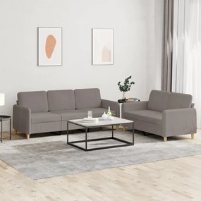 3202125 vidaXL 2 pcs conjunto de sofás com almofadões tecido cinza-acastanhado