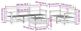 6 pcs conjunto sofás de jardim madeira de pinho maciça