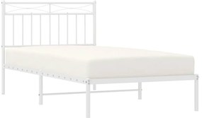 Estrutura de cama com cabeceira 100x190 cm metal branco