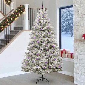 vidaXL Árvore de Natal Artificial Verde e Branco 270 cm PVC e Metal