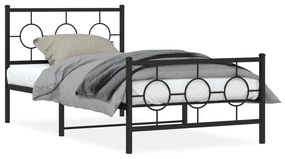 vidaXL Estrutura de cama com cabeceira e pés 100x190 cm metal preto