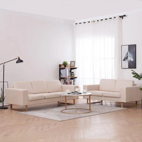 vidaXL 2 pcs conjunto de sofás tecido cor creme