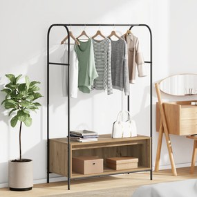 Cabide de Roupas com Prateleiras em Carvalho Artesanal 100x44x160 cm