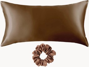 Fronha de almofada em cetim de seda de amoreira com elástico de cabelo Artio, conjunto de 2