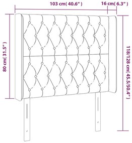 Cabeceira de cama c/ luzes LED tecido 103x16x118/128cm castanho