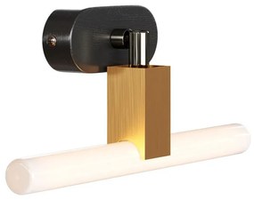 Fermaluce S14 System, candeeiro de parede embutido ajustável com encaixe S14d e rosa oval de madeira - Ouro / Não