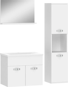 kleankin Conjunto de Móveis de Casa de Banho 4 Peças, Montagem na Parede, com Espelho, Móvel sob Lavatório, Lavatório e Coluna Alta, Branco | Aosom Portugal