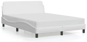 Estrutura cama c/ cabeceira 140x200 cm couro artificial branco