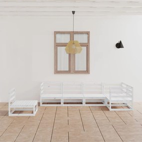 vidaXL 6 pcs conjunto lounge de jardim pinho maciço branco