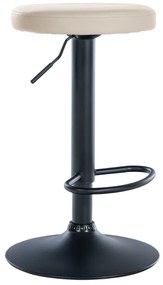 Banco de bar Ponte em couro sintético e com estrutura preta 38,5 x 60-81 x 38,5 cm Creme