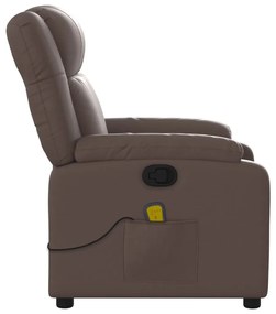 Poltrona de massagens reclinável couro artificial castanho