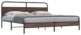 vidaXL Estrutura cama sem colchão 180x200 cm metal carvalho castanho