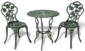 42164 vidaXL 3 pcs conjunto bistrô alumínio fundido verde
