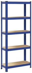 5-Layer Storage Shelf Blue Steel&amp;Madeira de engenharia