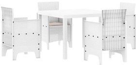 Conjunto de Jantar para Jardim 5 pcs Branco Vime