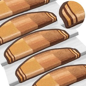 Tapetes de escadas adesivos 10 pcs 65x21x4 cm castanho