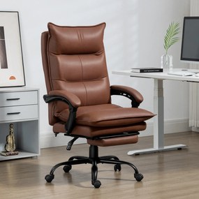 Cadeira de escritório com função de massagem e aquecimento, altura ajustável, encosto reclinável, 66 x 74 x 121,5 cm, castanha