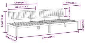 Sofá de centro paletes 2 pcs p/ jardim madeira de acácia maciça
