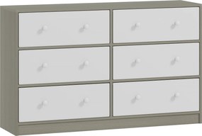 HOMCOM Cómoda com 6 Gavetas de Tecido Cómoda para Quarto Estrutura de Aço e MDF 114x30x70 cm Branco e Cinza | Aosom Portugal