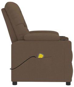 Poltrona de massagens reclinável tecido castanho