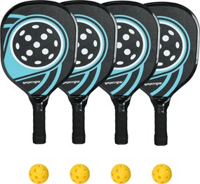 SPORTNOW Conjunto de Pickleball com 4 raquetes, 4 bolas, bolsa de transporte, leve e resistente, Azul+Preto | Aosom Portugal