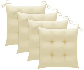 Cadeiras de jantar p/ jardim 4 pcs c/ almofadões acácia maciça