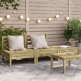 vidaXL Sofá de 3 lugares para jardim pinho maciço impregnado