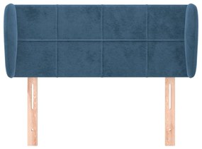 Cabeceira de cama c/ abas veludo 103x23x78/88cm azul-escuro