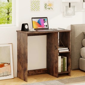 Mesa de trabalho para computador com 2 compartimentos, mesa de trabalho para espaços pequenos, 40 x 80 x 74 cm, natural