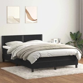 vidaXL Cama com molas/colchão 160x210 cm veludo preto