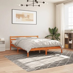 Cama sem colchão 160x200 cm madeira pinho maciço castanho-mel