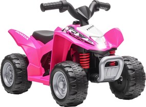 AIYAPLAY Quadriciclo Elétrico Infantil HONDA 18-36 Meses Rosa Avanço Automático Durável Seguro Design Compacto 65x38 5x43 5cm | Aosom Portugal