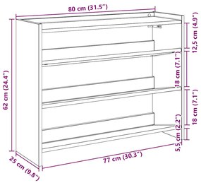 Sapateira 80x25x62 cm derivados de madeira cinzento sonoma