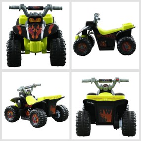 HOMCOM Quadriciclo Bateria 6V Mota Elétrica para Crianças acima de 18 Meses Velocidade 2,5km/h Carga Máx 20kg Sons Luzes e Carregador Incluido 66x43x43 Preto e Amarelo