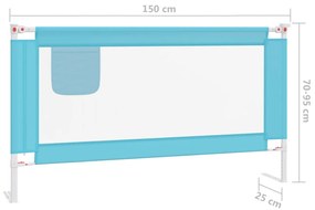 Barra de segurança p/ cama infantil tecido 150x25 cm azul