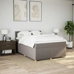 Cama com molas/colchão 160x200 cm tecido castanho-acinzentado