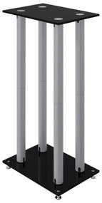 Suportes colunas 2 pcs vidro temperado 4 pilares preto/prateado