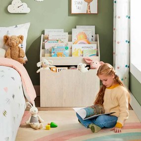 Estante crianças com 3 níveis de prateleiras e com Rodas Bege