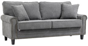 HOMCOM Sofá 2 Lugares Poliéster Almofadas Incluídas Pés Madeira Borracha 196x80,5x89cm Cinza Confortável | Aosom Portugal
