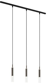 Sistema de calhas de iluminação moderno preto com 3 candeeiros suspensos bronze escuro 1-fase - Slimline Loyce