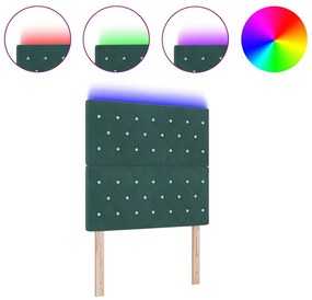 Cabeceira LED Verde Escuro 90 cm em Veludo