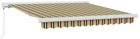 vidaXL Toldo Retrátil Verde e Amarelo 350 x 250 cm Tecido e Metal