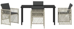 Conjunto de Jantar para Jardim vidaXL 5 Peças com Almofadas Cinza-Clar