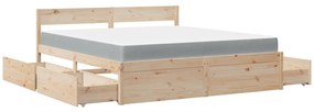 Cama com gavetas e colchão 180x200 cm madeira de pinho maciça