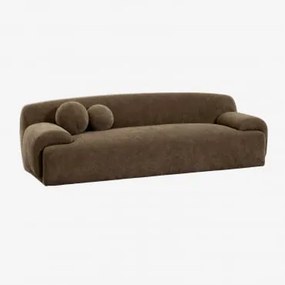 Sofá De 3 Lugares Estofado Shirina Chenille Castanho Café - Sklum