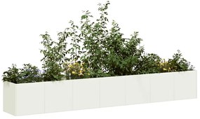vidaXL Vaso floreira 280x40x40 cm aço laminado a frio branco
