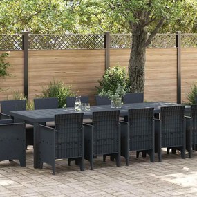 vidaXL Conjunto de Jantar para Jardim de 13 Peças com Almofadas Antracite em Rattan Polipropileno