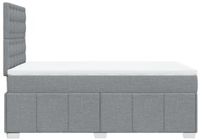 Cama boxspring com colchão 120x190 cm tecido cinzento-claro